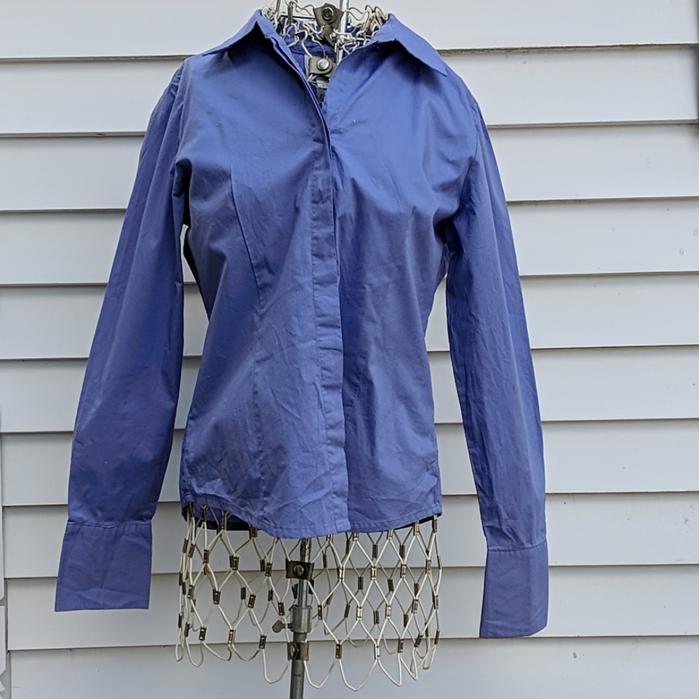 Tribeca Studio blue button-down blouse